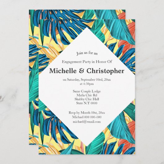 Tropische bladeren zomereiland aloha kleurige citr kaart (Voorkant / Achterkant)