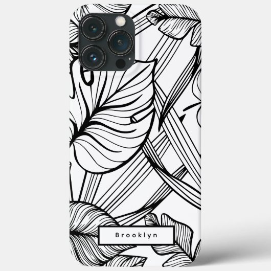 Tropische bladeren zwart en wit Case-Mate iPhone case (Achterkant)