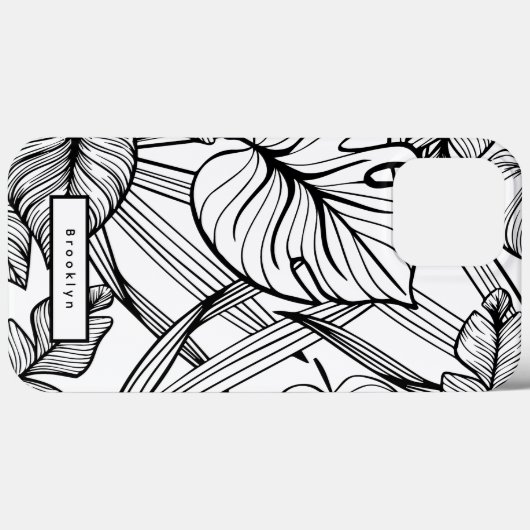 Tropische bladeren zwart en wit Case-Mate iPhone case (Achterkant (horizontaal))