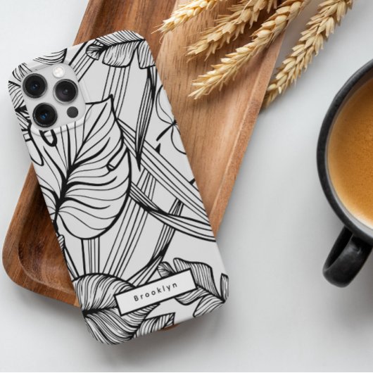 Tropische bladeren zwart en wit Case-Mate iPhone case