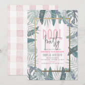 Tropische bladeren Zwembad Party Roze Volwassen Ve Kaart (Voorkant / Achterkant)