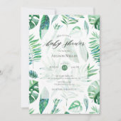 Tropische bladgroen Baby shower uitnodiging (Voorkant)