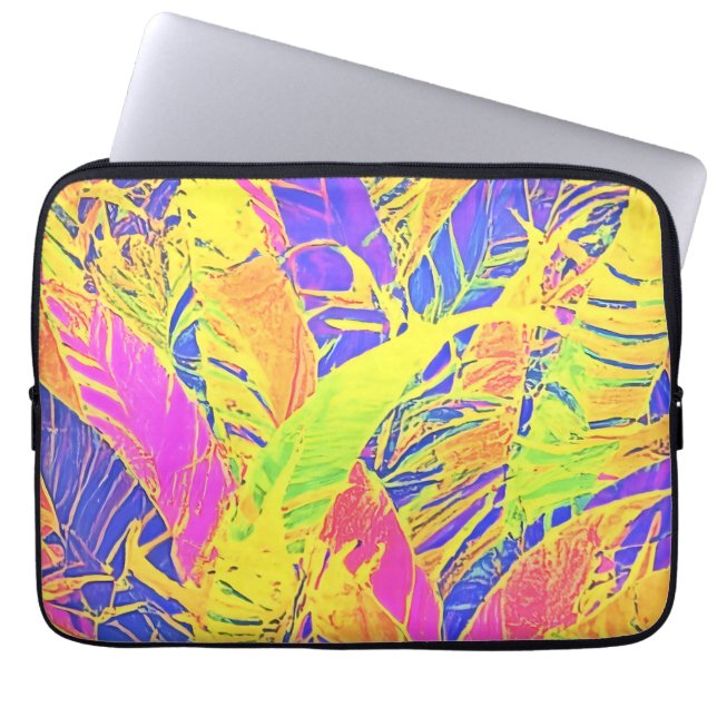 Tropische bladkunst laptop sleeve (Voorkant)