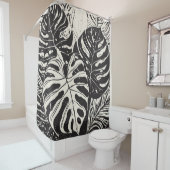 Tropische bladlithografieprint douchegordijn (In situ)