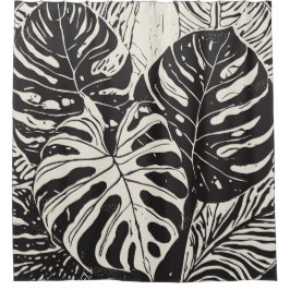 Tropische bladlithografieprint douchegordijn