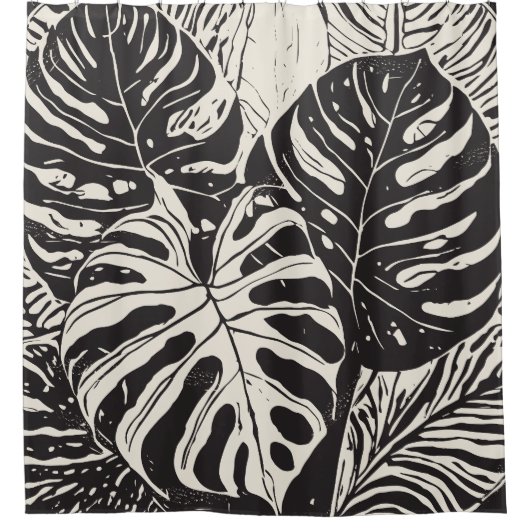 Tropische bladlithografieprint douchegordijn (Voorkant)