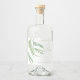 Tropische bladprint likeurfles etiket