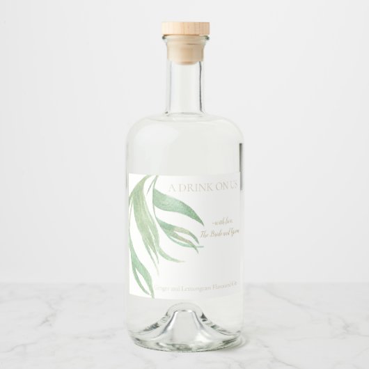 Tropische bladprint likeurfles etiket (Voorkant)