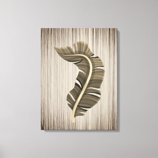 Tropische bladsepia op bronzen achtergrond canvas afdruk (Voorkant)