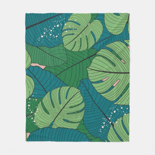 Tropische bladwandtapijten:  Verdure Fleece Deken (Voorkant)