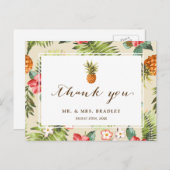 Tropische bladzijden anananappel handschrift Dank  Briefkaart (Voorkant / Achterkant)