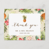 Tropische bladzijden anananappel handschrift Dank  Briefkaart (Voorkant)