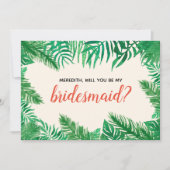 Tropische bladzijden Bridesmaid-voorstel gepersona (Voorkant)
