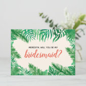 Tropische bladzijden Bridesmaid-voorstel gepersona (Staand voorkant)