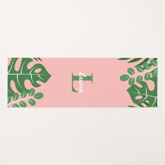 Tropische bladzijden Trendy Monogram Yogamat (Voorkant (horizontaal))