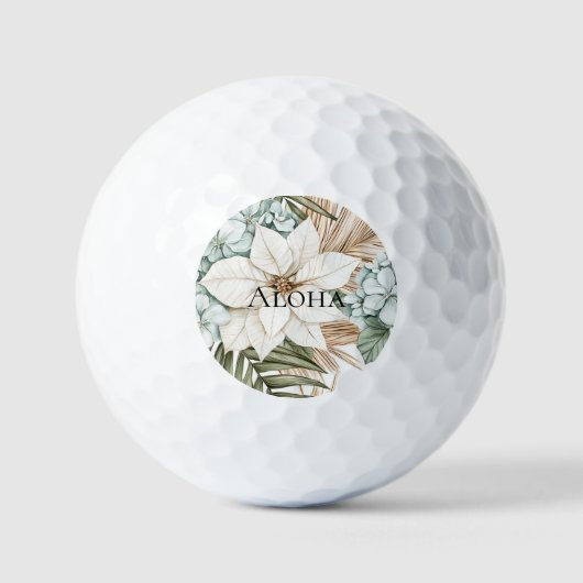 Tropische Blau Witte Bloemen Bruiloft Golfballen (Voorkant)