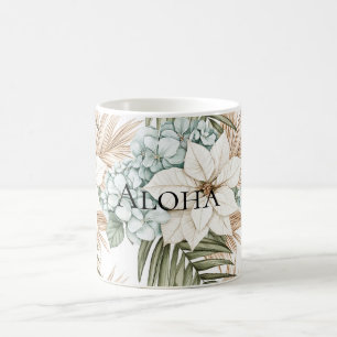 Tropische Blau Witte Bloemen Bruiloft Koffiemok