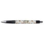 Tropische Blau Witte Bloemen Bruiloft Pen (Voorkant)