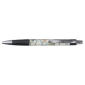 Tropische Blau Witte Bloemen Bruiloft Pen (Achterkant)