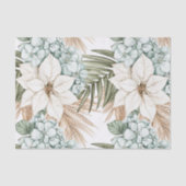 Tropische Blau Witte Bloemen Bruiloft Tissuepapier (Voorkant)