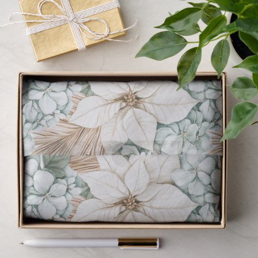 Tropische Blau Witte Bloemen Bruiloft Tissuepapier (Geschenk)