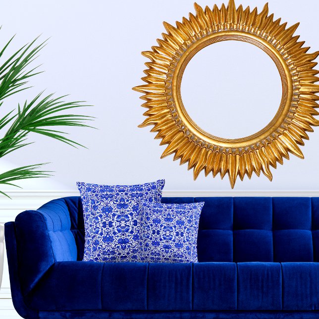  TROPISCHE BLAUW FOLK ART PILLOW KUSSEN (Creator heeft geüpload)