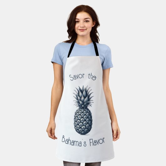  tropische blauwe ananas schort (Gedragen)