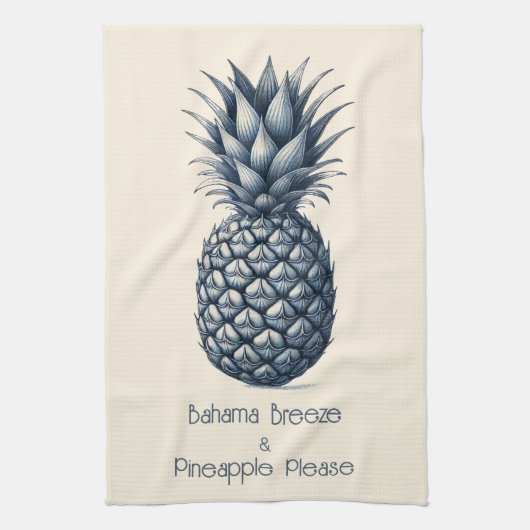  tropische blauwe ananas theedoek (Verticaal)