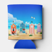 Tropische blauwe balkhemel en zand familienaam blikjeskoeler (Achterkant)