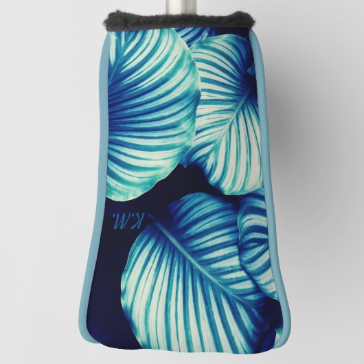Tropische blauwe bladeren golfheadcover (Draai 90)