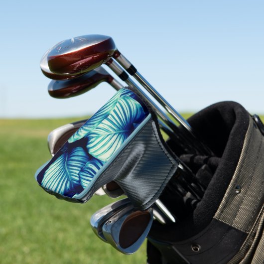 Tropische blauwe bladeren golfheadcover (Insitu)