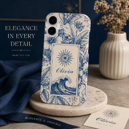 Tropische Blauwe Botanische Golf iPhone 16 Hoesje