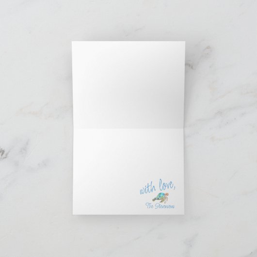 Tropische blauwe bruiloft foto Hartelijk dank Bedankkaart (Binnen)