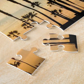 Tropische blauwe gele troebele palmbomen Sunset Sk Legpuzzel (Zijkant)