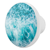 Tropische blauwe golven in de Oceaan Keramische Knop (Rechts)