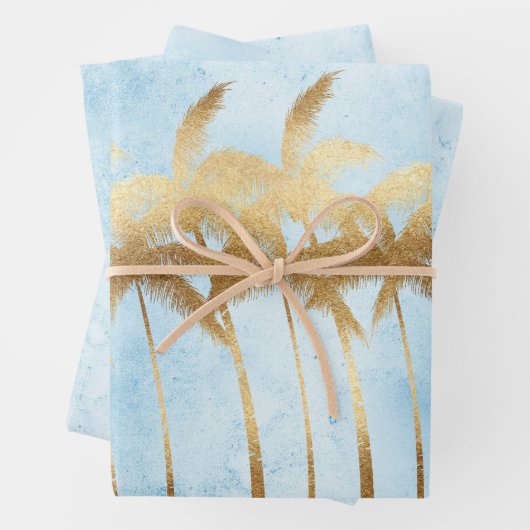 Tropische blauwe goudpalmen  inpakpapier vel (In situ)