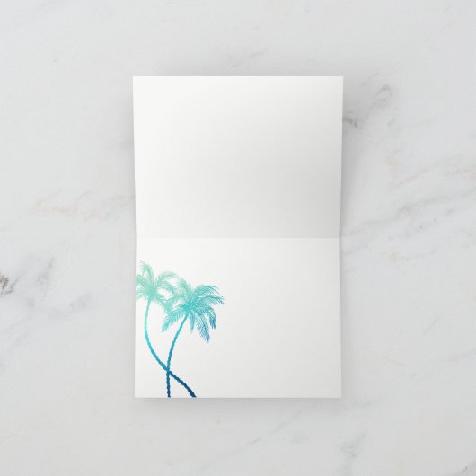 Tropische Blauwe Groene Palmboom Dankjewel Kaarten (Binnen)