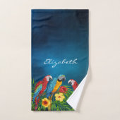 Tropische blauwe hemelparrots bladeren zomernaam bad handdoek (Handdoek)