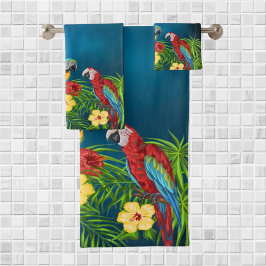 Tropische blauwe hemelparrots zomerfamilienaam bad handdoek
