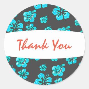 Tropische Blauwe Hibiscus Bloem Bloemsticker Ronde Sticker