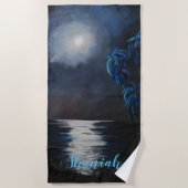 Tropische blauwe maan reflectie strandlaken (Voorkant)