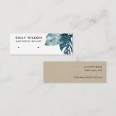 TROPISCHE BLAUWE MOSTERA FAUNA STUD EARRING DISPLA MINI VISITEKAARTJE (Voorkant / Achterkant)