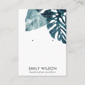 TROPISCHE BLAUWE MOSTERA FAUNA STUD EARRING DISPLA VISITEKAARTJE (Voorkant)