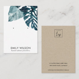 TROPISCHE BLAUWE MOSTERA FAUNA STUD EARRING DISPLA VISITEKAARTJE