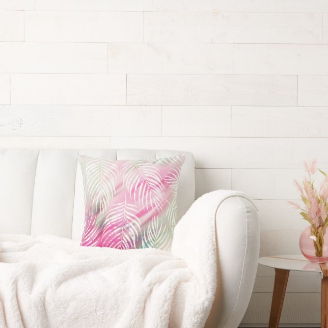 Tropische blauwe munt groene witte waterverf flora kussen (Bank)