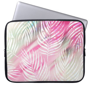 Tropische blauwe munt groene witte waterverf flora laptop sleeve