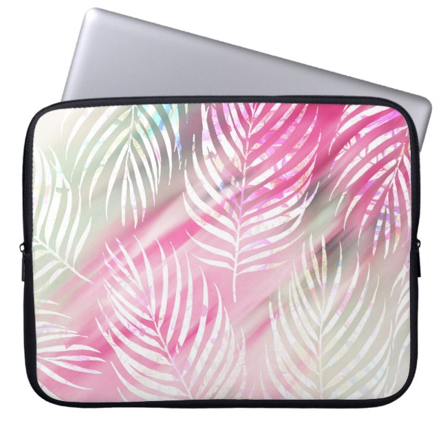 Tropische blauwe munt groene witte waterverf flora laptop sleeve (Voorkant)