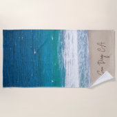 Tropische blauwe oceaan Beach Waves, speciaal gepe Strandlaken (Voorkant)