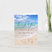 Tropische blauwe oceaan golven strand bruiloft bedankkaart (Voorkant)