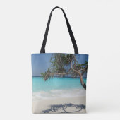 Tropische blauwe oceaan strand scène foto strand t tote bag (Achterkant)